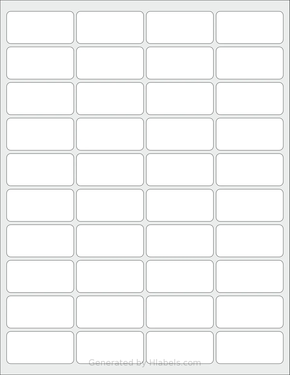 MrLabel® MR550 template with 40 rectangular 1.9685 x 0.9448 inch labels per sheet, on Letter-size adhesive blank label sheets.