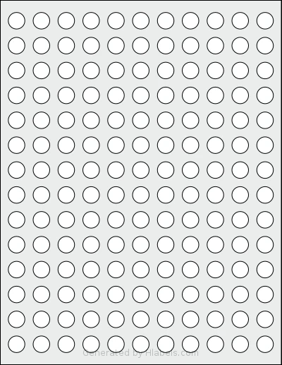 MrLabel® MR560 template with 154 circle labels per sheet, each 0.5 inch in diameter, on Letter-size adhesive blank label sheets.