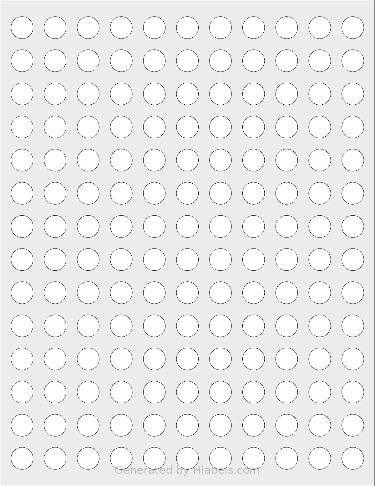 MrLabel® MR560 template with 154 circle labels per sheet, each 0.5 inch in diameter, on Letter-size adhesive blank label sheets.
