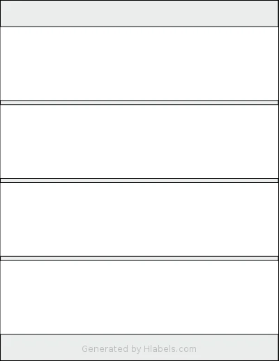 MrLabel® MR622 template with 4 rectangular 8.5 x 2.25 inch labels per sheet, on Letter-size adhesive blank label sheets.