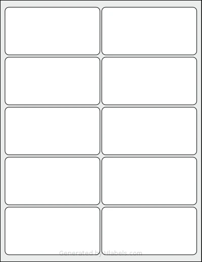 MrLabel® MR650 template with 10 rectangular 4 x 2 inch labels per sheet, on Letter-size adhesive blank label sheets.