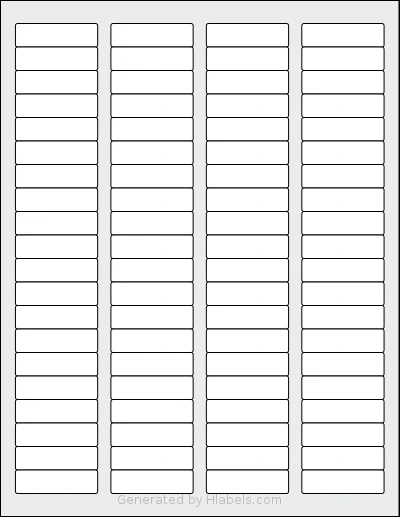 MrLabel® MR670 template with 80 rectangular 1.75 x 0.5 inch labels per sheet, on Letter-size adhesive blank label sheets.