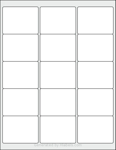 MrLabel® MR680 template with 15 rectangular 2.625 x 2 inch labels per sheet, on Letter-size adhesive blank label sheets.