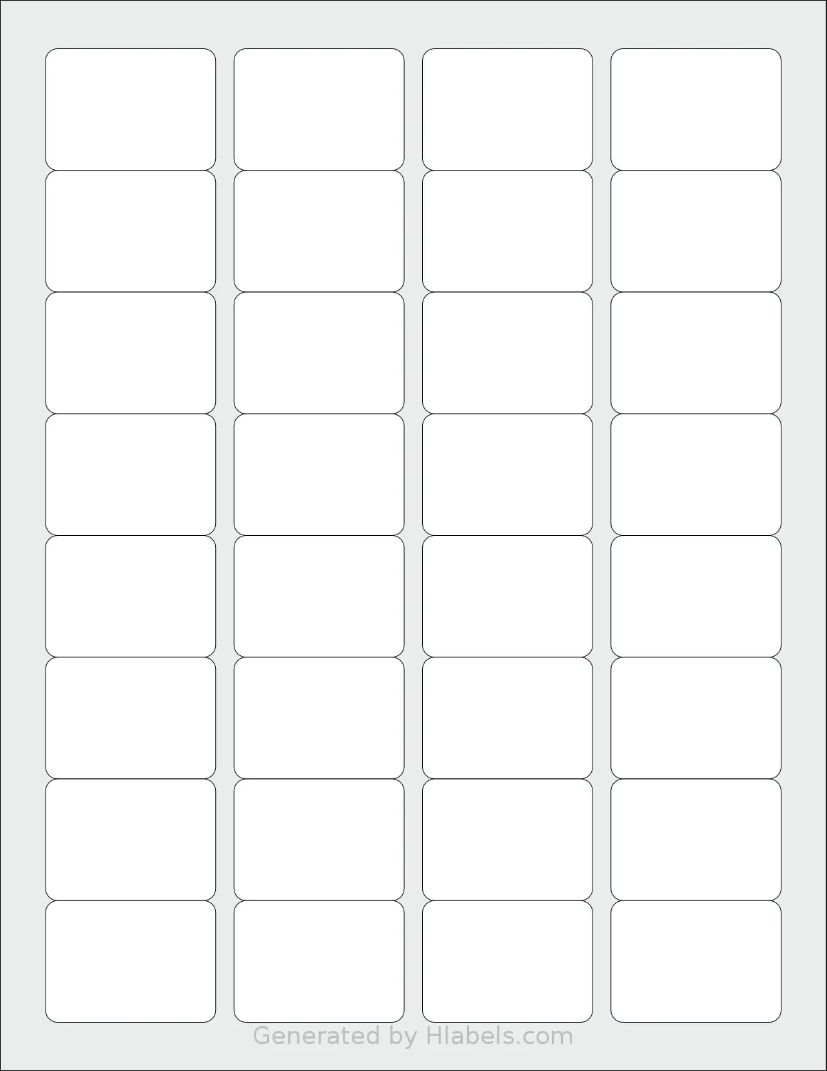 MrLabel® MR685 template with 32 rectangular 1.75 x 1.25 inch labels per sheet, on Letter-size adhesive blank label sheets.