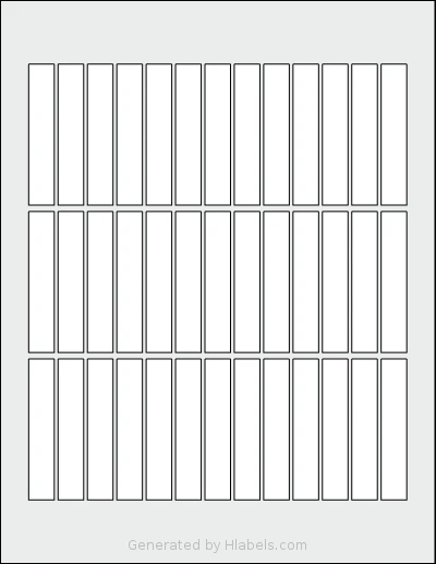MrLabel® MR692 template with 39 rectangular 0.5 x 2.75 inch labels per sheet, on Letter-size adhesive blank label sheets.