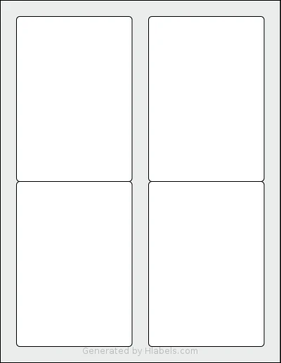 MrLabel® MR720 template with 4 rectangular 3.5 x 5 inch labels per sheet, on Letter-size adhesive blank label sheets.