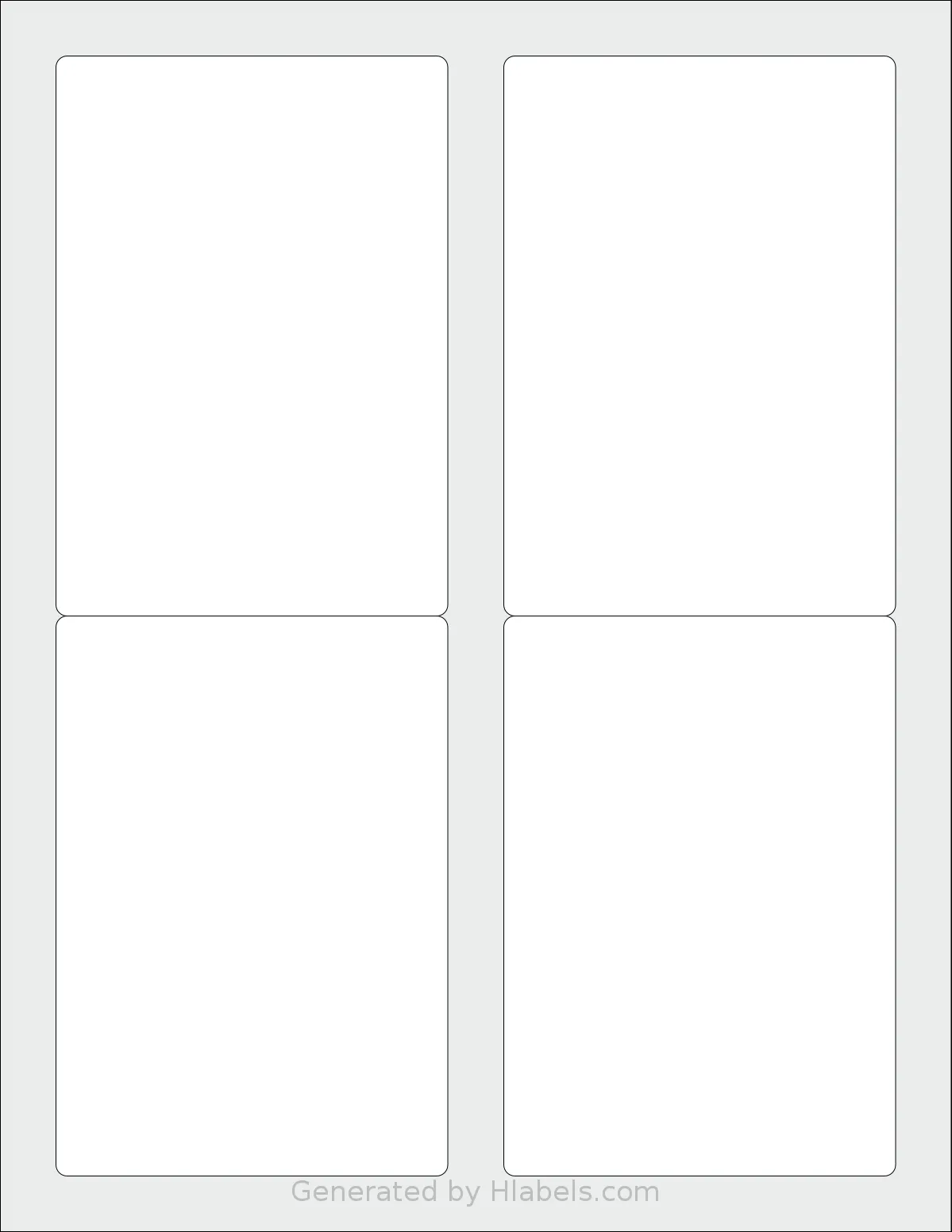 MrLabel® MR720 template with 4 rectangular 3.5 x 5 inch labels per sheet, on Letter-size adhesive blank label sheets.