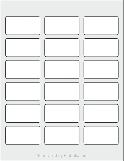MrLabel® MR760 template with 18 rectangular 2.375 x 1.25 inch labels per sheet, on Letter-size adhesive blank label sheets.