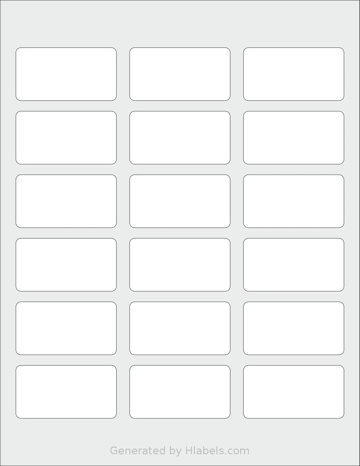 MrLabel® MR760 template with 18 rectangular 2.375 x 1.25 inch labels per sheet, on Letter-size adhesive blank label sheets.