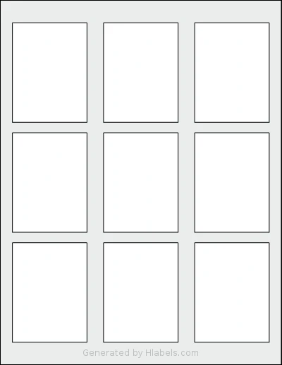 MrLabel® MR810 template with 9 rectangular 2.25 x 3 inch labels per sheet, on Letter-size adhesive blank label sheets.
