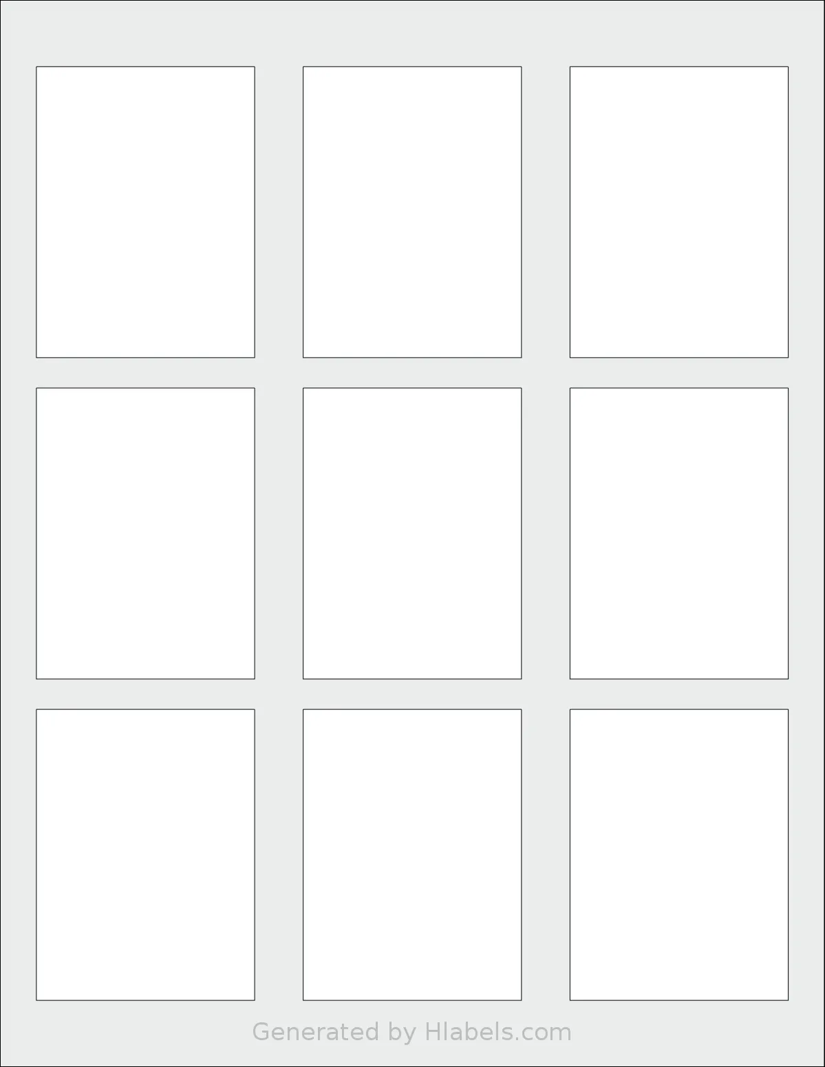 MrLabel® MR810 template with 9 rectangular 2.25 x 3 inch labels per sheet, on Letter-size adhesive blank label sheets.