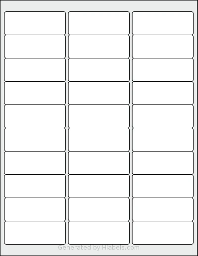 MrLabel® MR870 template with 30 rectangular 2.625 x 1 inch labels per sheet, on Letter-size adhesive blank label sheets.