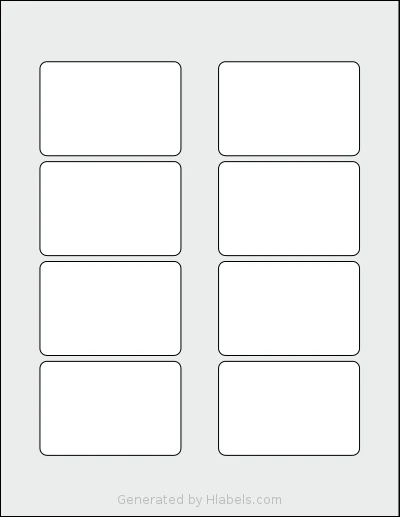 MrLabel® MR880 template with 8 rectangular 3 x 2 inch labels per sheet, on Letter-size adhesive blank label sheets.