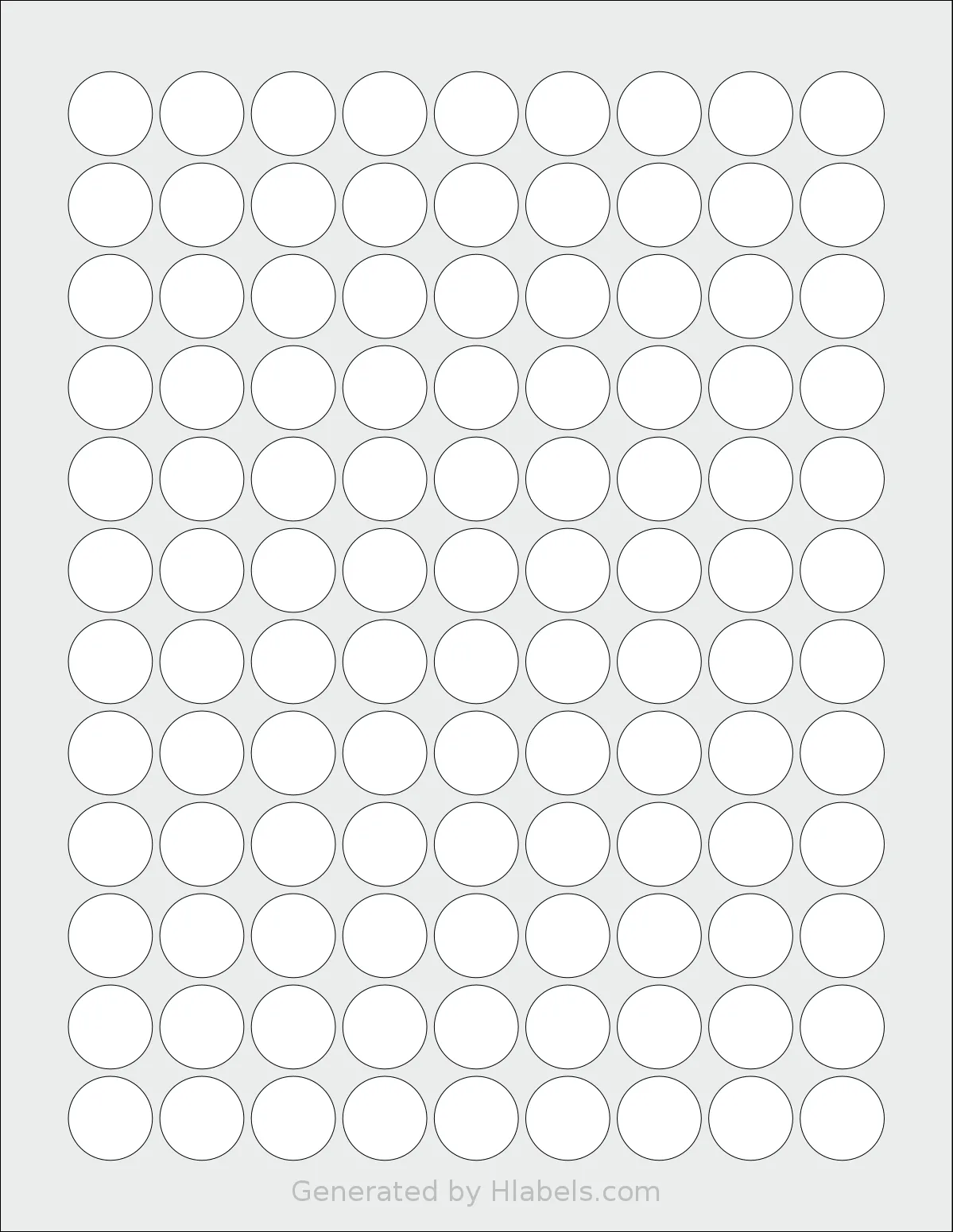 NextDayLabels® NDL-108C template with 108 circle labels per sheet, each 0.75 inch in diameter, on Letter-size adhesive blank label sheets.