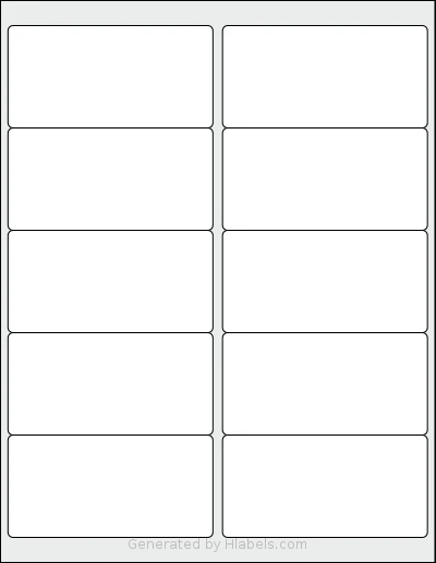 NextDayLabels® NDL-10R1 template with 10 rectangular 4 x 2 inch labels per sheet, on Letter-size adhesive blank label sheets.