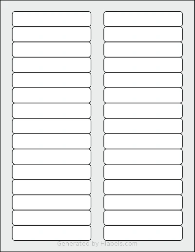 NextDayLabels® NDL-30R1 template with 30 rectangular 3.437 x 0.66 inch labels per sheet, on Letter-size adhesive blank label sheets.