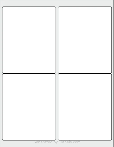 NextDayLabels® NDL-4R template with 4 rectangular 4 x 5 inch labels per sheet, on Letter-size adhesive blank label sheets.