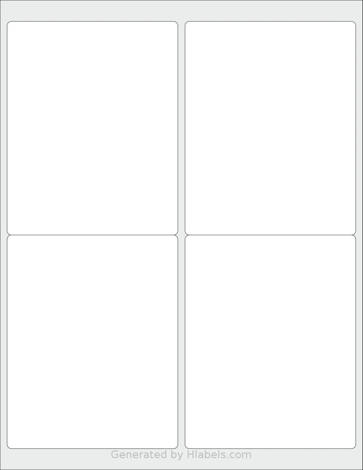 NextDayLabels® NDL-4R template with 4 rectangular 4 x 5 inch labels per sheet, on Letter-size adhesive blank label sheets.