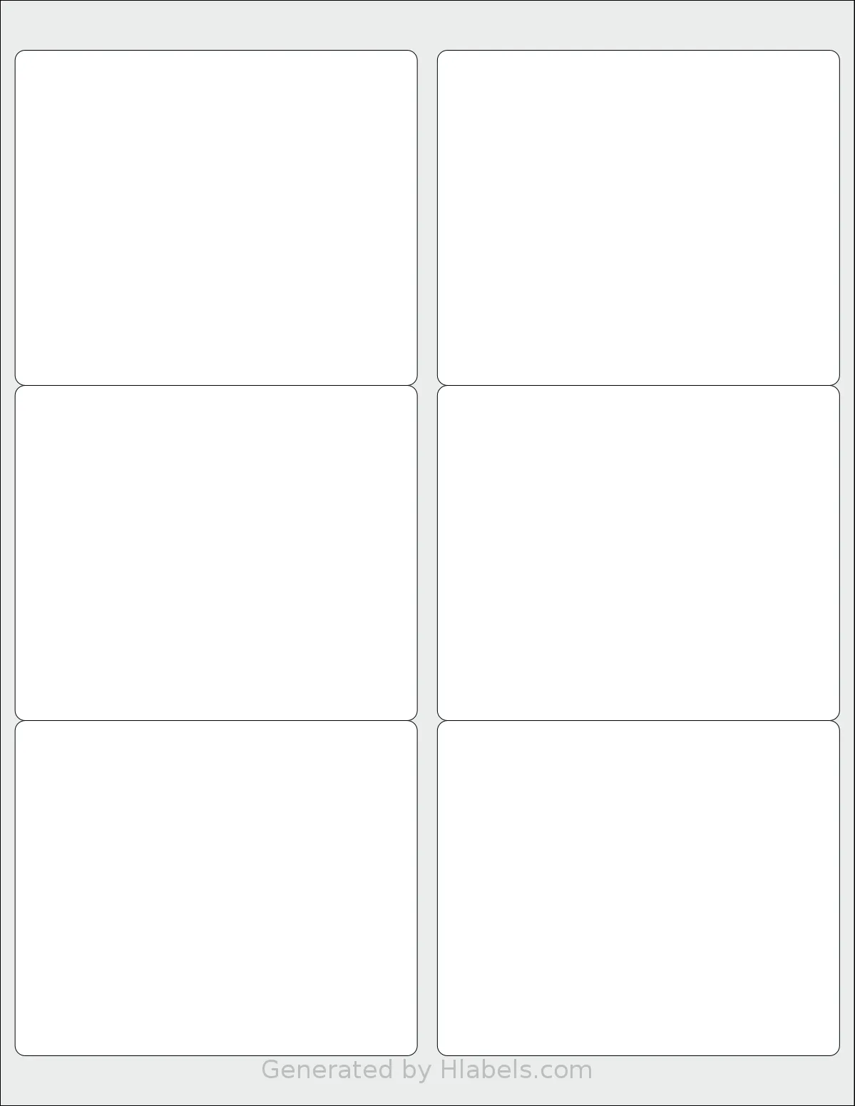 NextDayLabels® NDL-6R template with 6 rectangular 4 x 3.333 inch labels per sheet, on Letter-size adhesive blank label sheets.