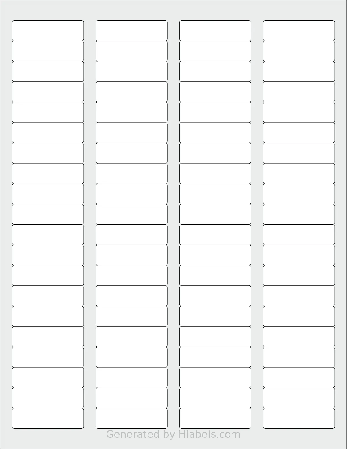 NextDayLabels® NDL-80R template with 80 rectangular 1.75 x 0.5 inch labels per sheet, on Letter-size adhesive blank label sheets.