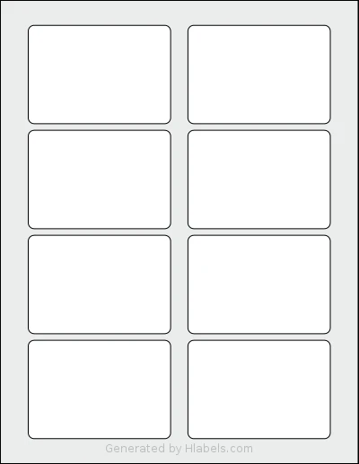 NextDayLabels® NDL-8R template with 8 rectangular 3.375 x 2.333 inch labels per sheet, on Letter-size adhesive blank label sheets.