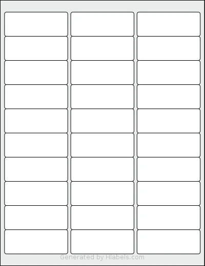 OausTect® 5260 template with 30 rectangular 2.625 x 1 inch labels per sheet, on Letter-size adhesive blank label sheets.