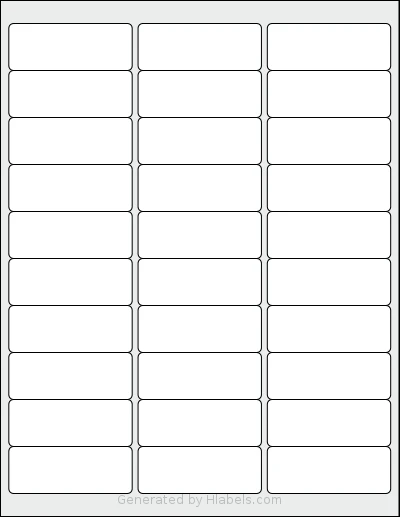 Offix® 367003 template with 30 rectangular 2.625 x 1 inch labels per sheet, on Letter-size adhesive blank label sheets.