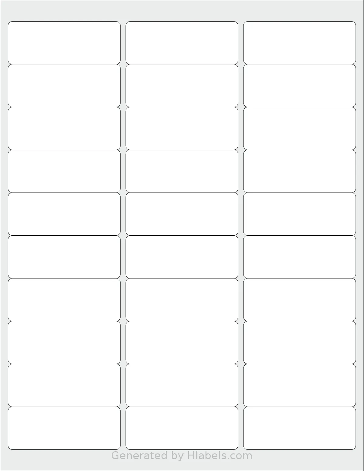 Offix® 367003 template with 30 rectangular 2.625 x 1 inch labels per sheet, on Letter-size adhesive blank label sheets.
