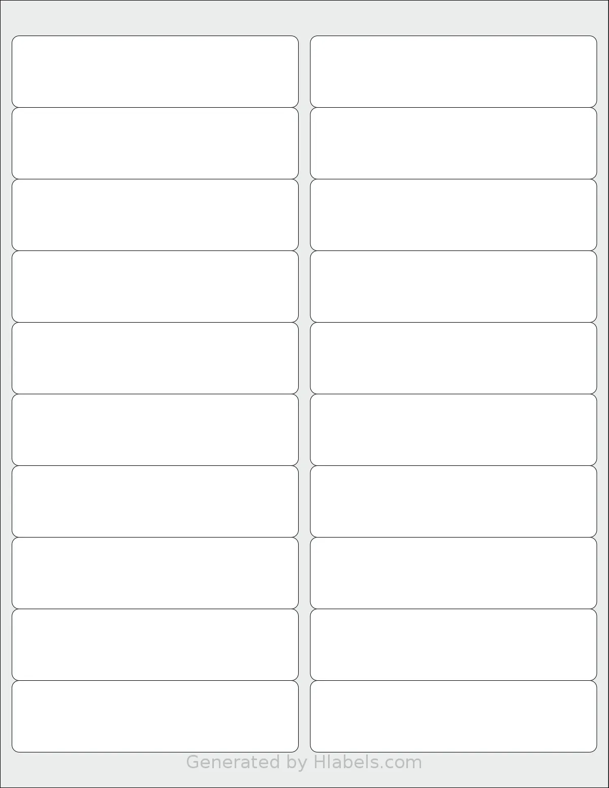 Offix® 367011 template with 20 rectangular 4 x 1 inch labels per sheet, on Letter-size adhesive blank label sheets.