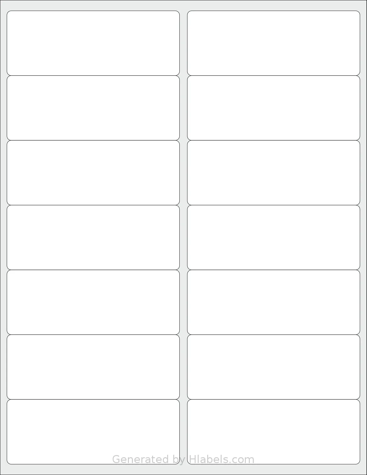 Offix® 367029 template with 14 rectangular 4 x 1.5 inch labels per sheet, on Letter-size adhesive blank label sheets.