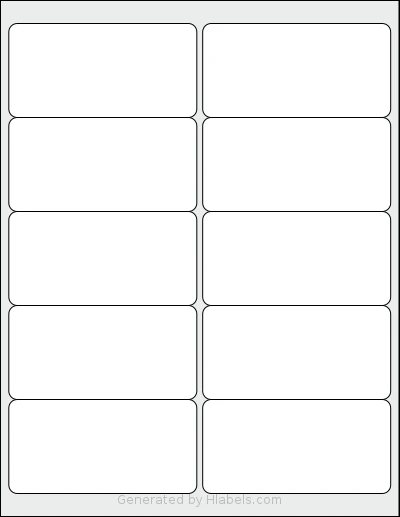 Offix® 367037 template with 10 rectangular 4 x 2 inch labels per sheet, on Letter-size adhesive blank label sheets.
