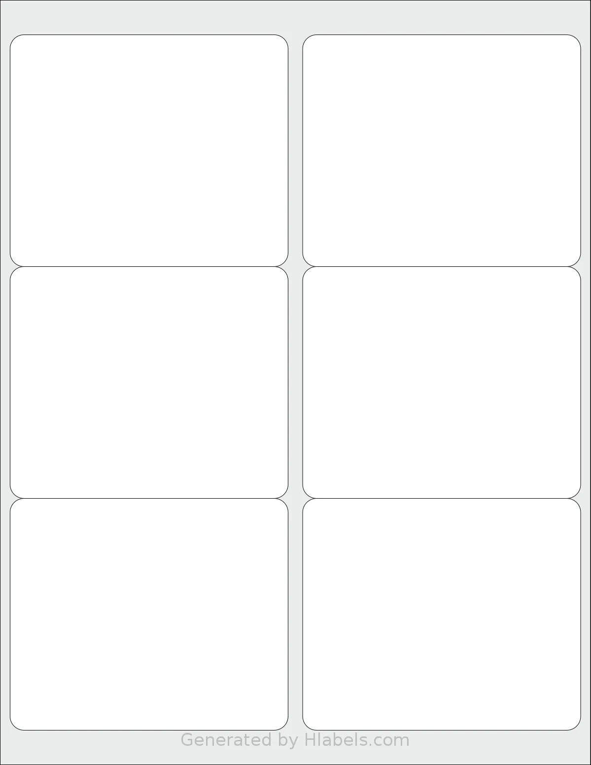 Offix® 367045 template with 6 rectangular 4 x 3.3333 inch labels per sheet, on Letter-size adhesive blank label sheets.
