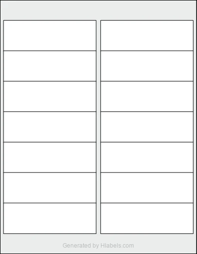 OnlineLabels® OL100 template with 14 rectangular 4 x 1.33 inch labels per sheet, on Letter-size adhesive blank label sheets.