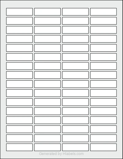 OnlineLabels® OL1050 template with 64 rectangular 1.813 x 0.5 inch labels per sheet, on Letter-size adhesive blank label sheets.