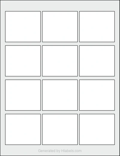 OnlineLabels® OL1059 template with 12 rectangular 2.5 x 2.1651 inch labels per sheet, on Letter-size adhesive blank label sheets.