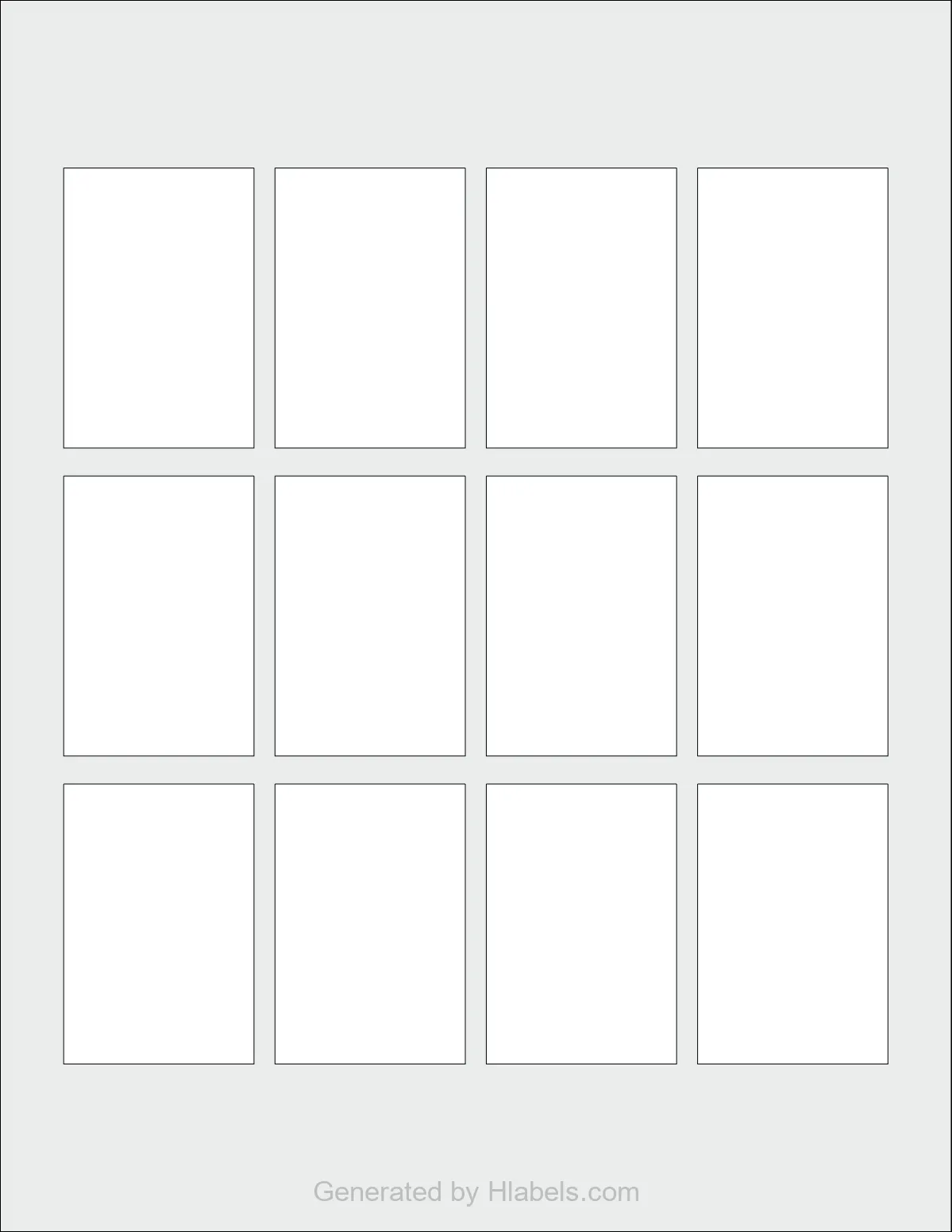 OnlineLabels® OL1061 template with 12 rectangular 1.7 x 2.5 inch labels per sheet, on Letter-size adhesive blank label sheets.