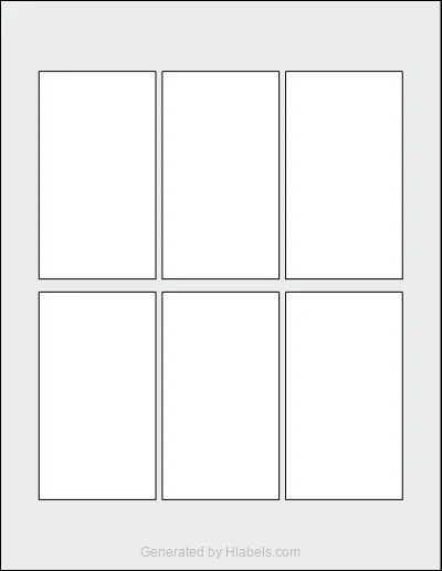 OnlineLabels® OL1062 template with 6 rectangular 2.25 x 4 inch labels per sheet, on Letter-size adhesive blank label sheets.