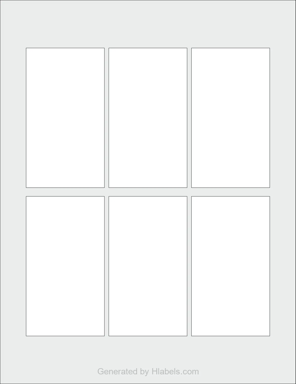 OnlineLabels® OL1062 template with 6 rectangular 2.25 x 4 inch labels per sheet, on Letter-size adhesive blank label sheets.