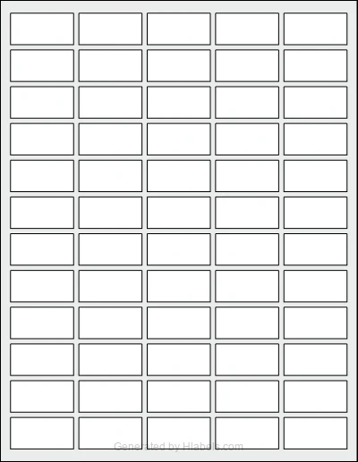 OnlineLabels® OL1067 template with 60 rectangular 1.5 x 0.75 inch labels per sheet, on Letter-size adhesive blank label sheets.