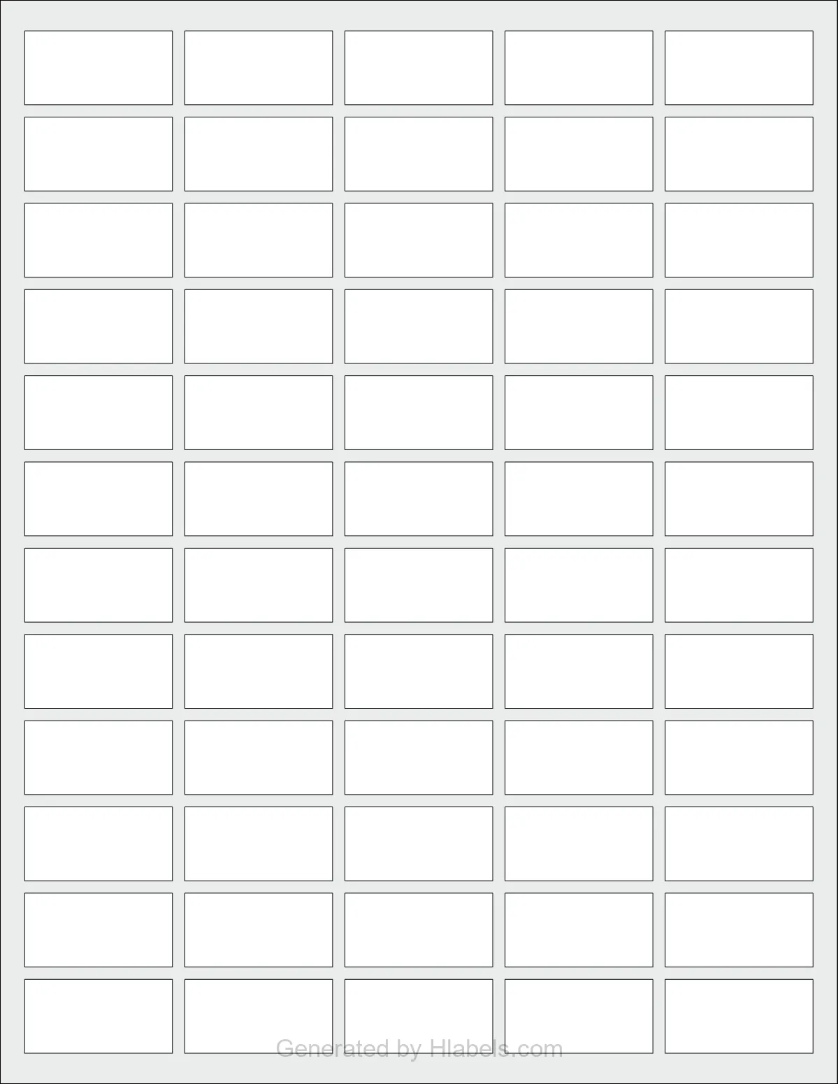 OnlineLabels® OL1067 template with 60 rectangular 1.5 x 0.75 inch labels per sheet, on Letter-size adhesive blank label sheets.