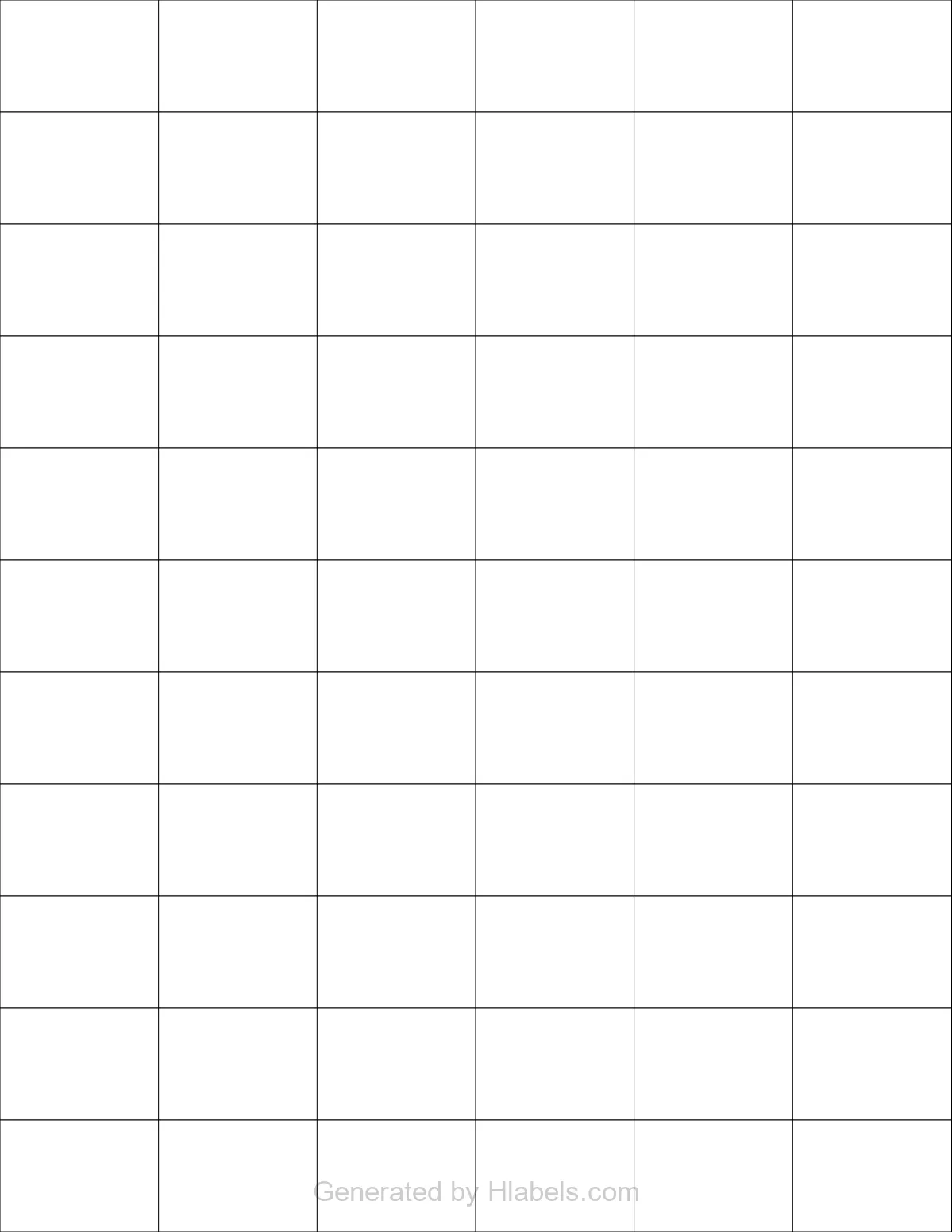 OnlineLabels® OL1075 template with 66 rectangular 1.42 x 1 inch labels per sheet, on Letter-size adhesive blank label sheets.
