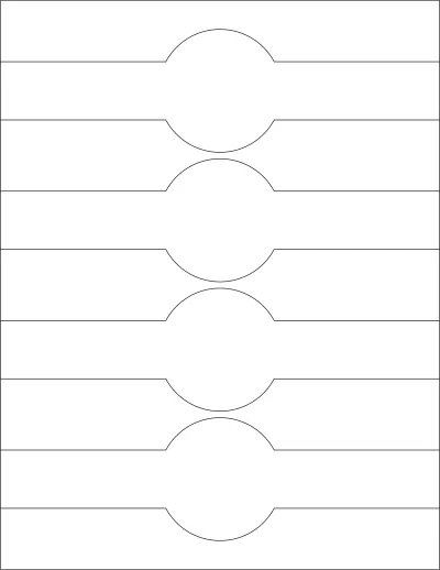 OnlineLabels® OL1103 template with 4 unique shape labels per sheet, on Letter-size adhesive blank label sheets.