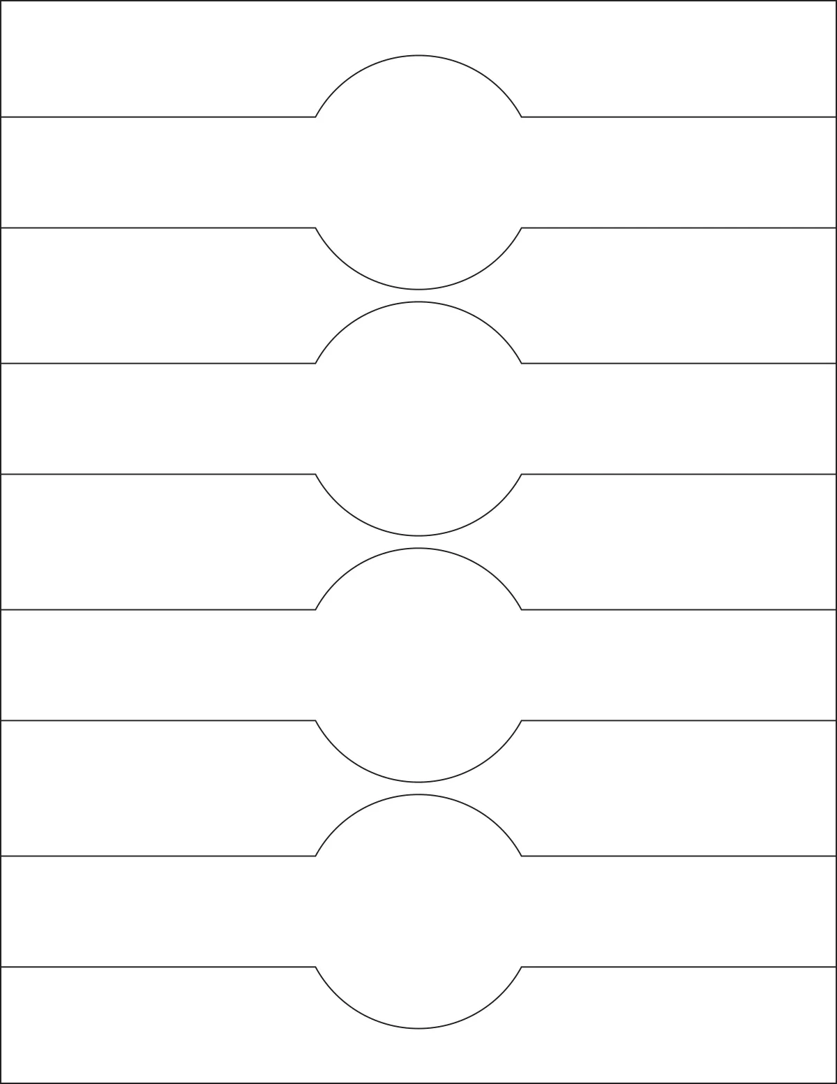 OnlineLabels® OL1103 template with 4 unique shape labels per sheet, on Letter-size adhesive blank label sheets.