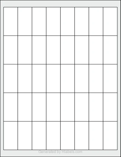 OnlineLabels® OL114 template with 40 rectangular 1 x 2 inch labels per sheet, on Letter-size adhesive blank label sheets.