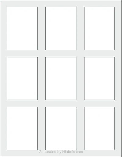 OnlineLabels® OL1186 template with 9 rectangular 2.125 x 3 inch labels per sheet, on Letter-size adhesive blank label sheets.