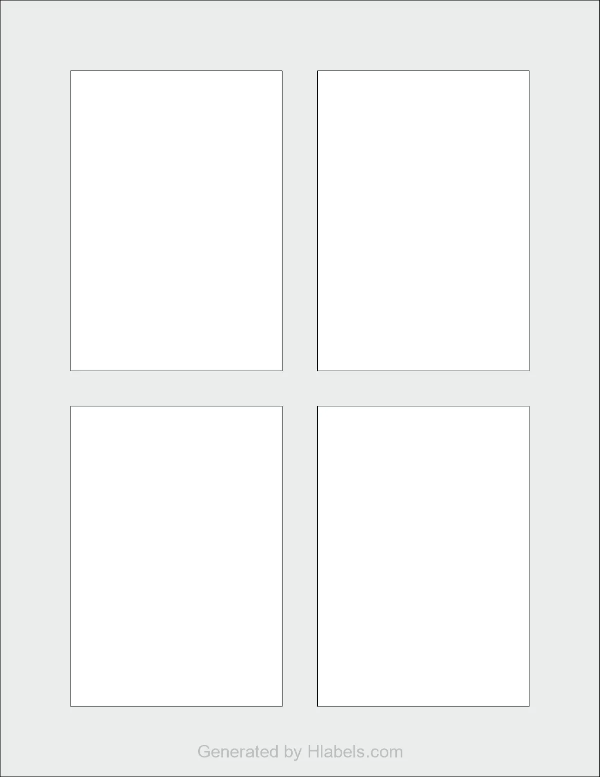 OnlineLabels® OL1187 template with 4 rectangular 3 x 4.25 inch labels per sheet, on Letter-size adhesive blank label sheets.
