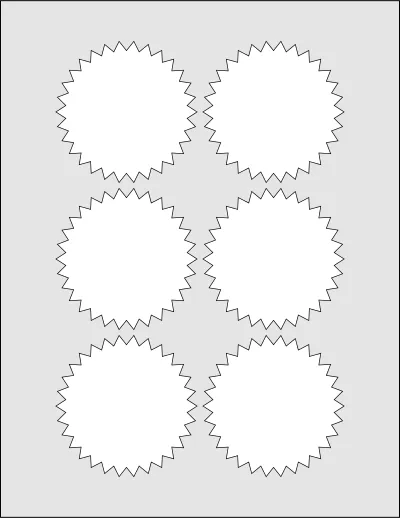 OnlineLabels® OL1277 template with 6 circle labels per sheet, each 3 inch in diameter, on Letter-size adhesive blank label sheets.