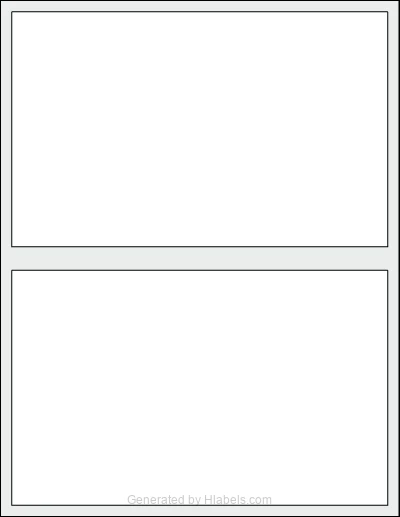 OnlineLabels® OL131 template with 2 rectangular 8 x 5 inch labels per sheet, on Letter-size adhesive blank label sheets.