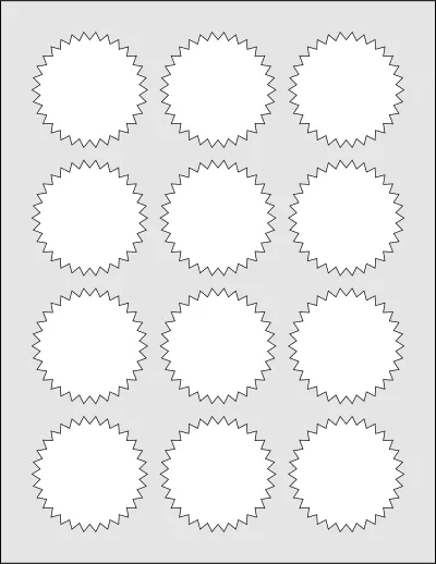 OnlineLabels® OL138 template with 12 circle labels per sheet, each 2.25 inch in diameter, on Letter-size adhesive blank label sheets.