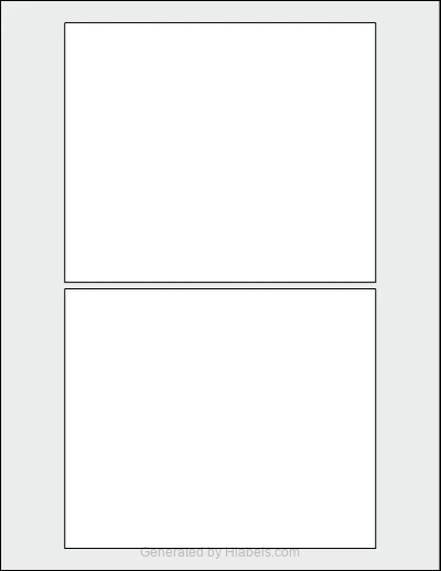 OnlineLabels® OL1417 template with 2 rectangular 6 x 5 inch labels per sheet, on Letter-size adhesive blank label sheets.